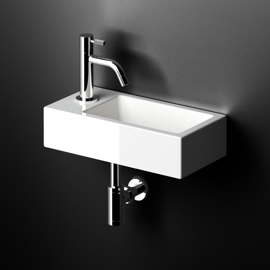 Fontein Clou Flush 3 36x18x9cm Keramiek Glans Wit (Met Kraangat Links)