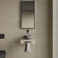 Complete Fonteinset BWS Hold Met Handoekhouder Waskom Natuursteen Grijs En Fonteinkraan Mat Zwart