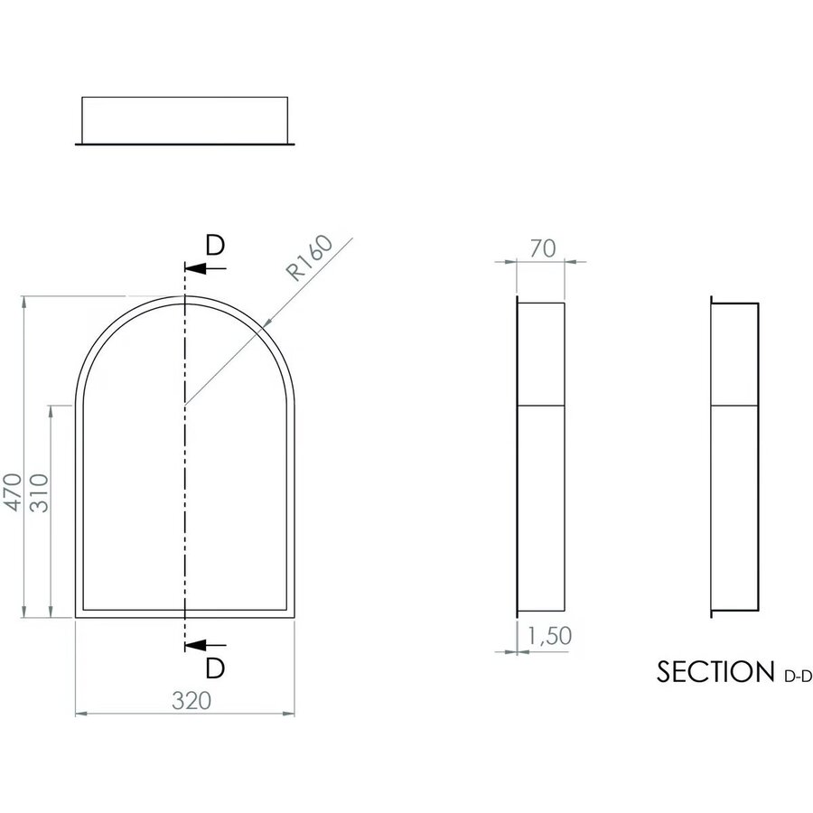 Inbouwnis Looox BoX Arc 32x7x47 cm Mat Zwart