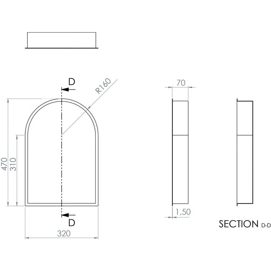 Inbouwnis Looox BoX Arc 32x7x47 cm Mat Wit