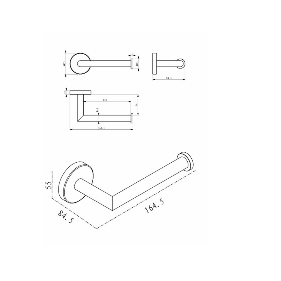 Toilet Accessoires Set Wiesbaden Alonzo Geborsteld RVS