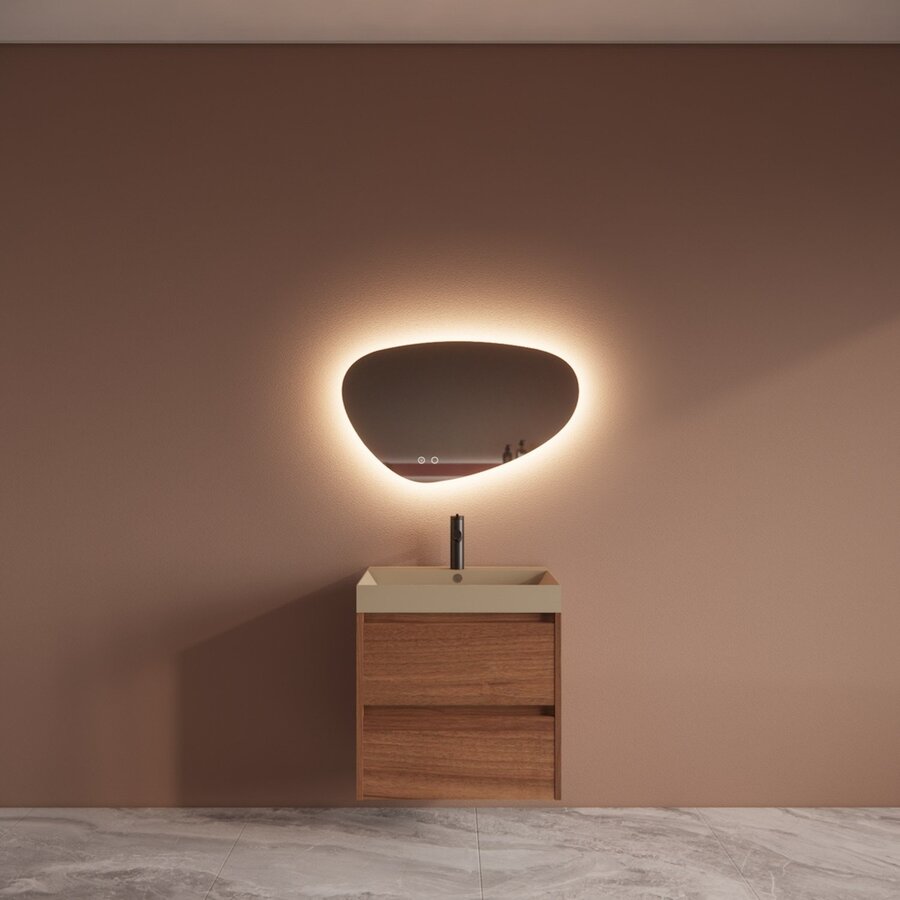 Badmeubelset BWS Riga Met Lako Wastafel Cappuccino 60 cm Walnoot