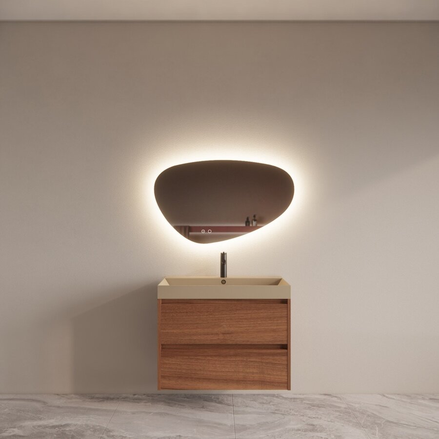 Badmeubelset BWS Riga Met Lako Wastafel Cappuccino 80 cm Walnoot