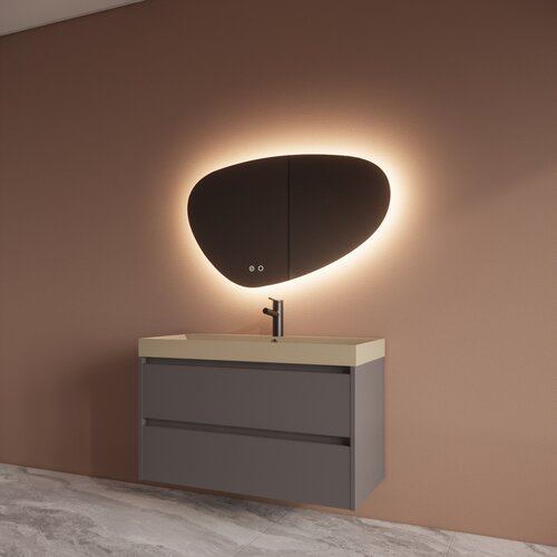 Badmeubelset BWS Riga Met Lako Wastafel Cappuccino 100 cm Leigrijs 