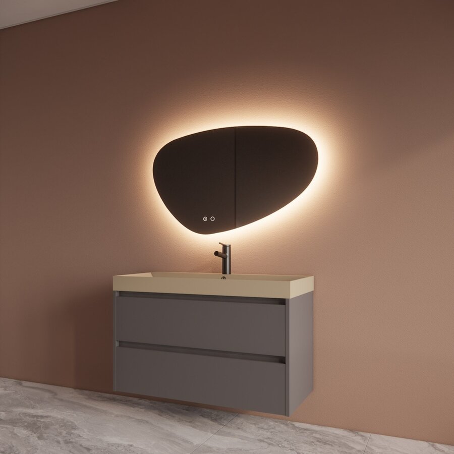 Badmeubelset BWS Riga Met Lako Wastafel Cappuccino 100 cm Leigrijs