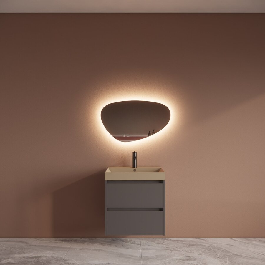 Badmeubelset BWS Riga Met Lako Wastafel Cappuccino 60 cm Leigrijs