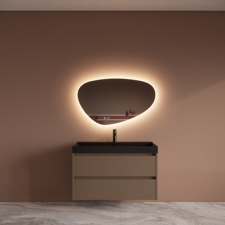 Badmeubelset BWS Riga Met Lako Wastafel Zwart 100 cm Latte