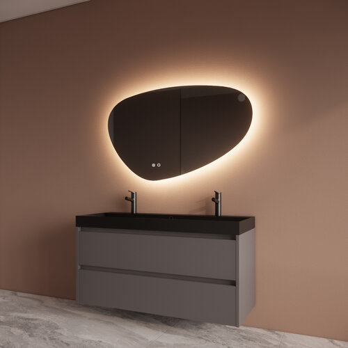 Badmeubelset BWS Riga Met Lako Wastafel Zwart 120 cm Leigrijs 