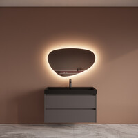 Badmeubelset BWS Riga Met Lako Wastafel Zwart 100 cm Leigrijs