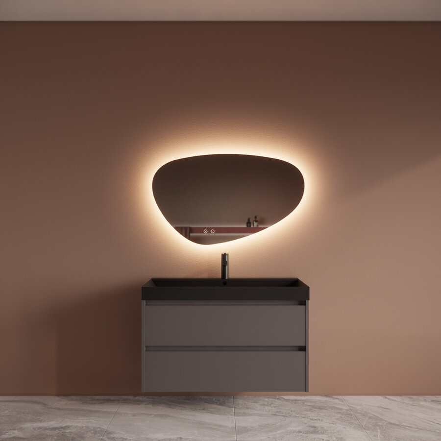 Badmeubelset BWS Riga Met Lako Wastafel Zwart 100 cm Leigrijs