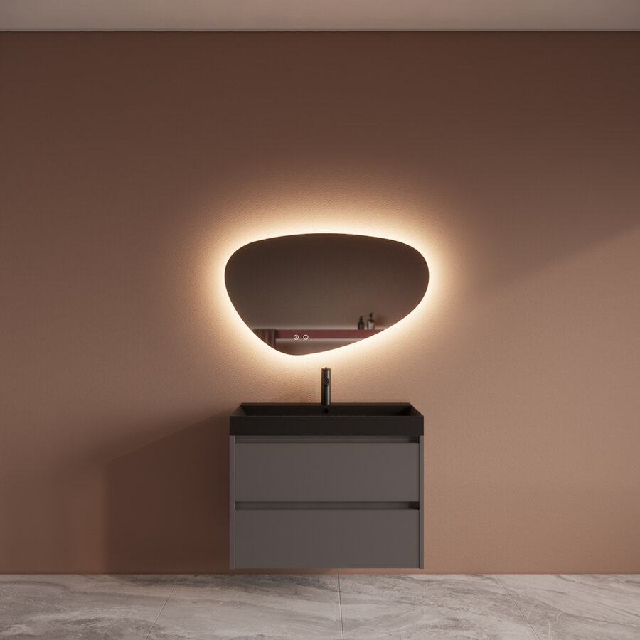 Badmeubelset BWS Riga Met Lako Wastafel Zwart 80 cm Leigrijs