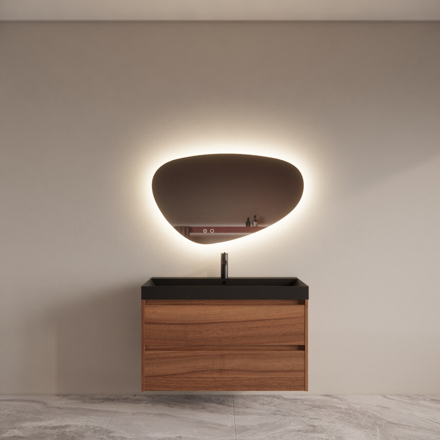 Badmeubelset BWS Riga Met Lako Wastafel Zwart 100 cm Walnoot