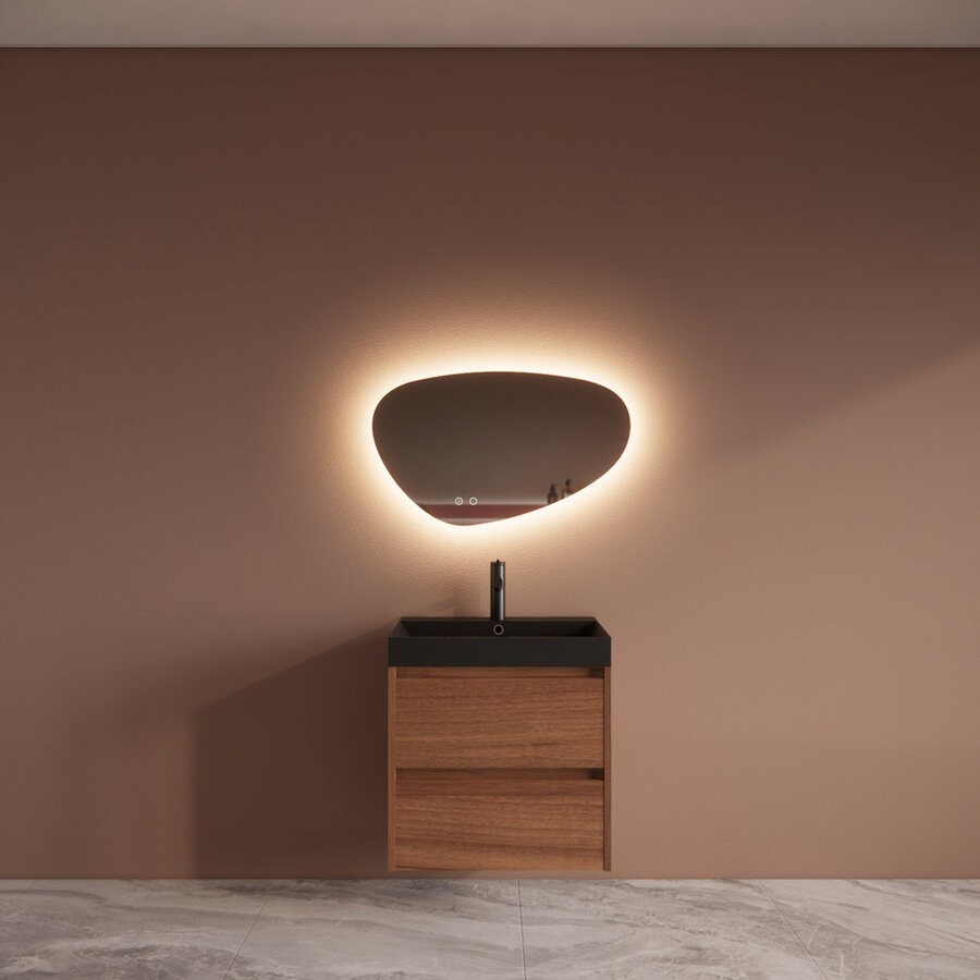 Badmeubelset BWS Riga Met Lako Wastafel Zwart 60 cm Walnoot