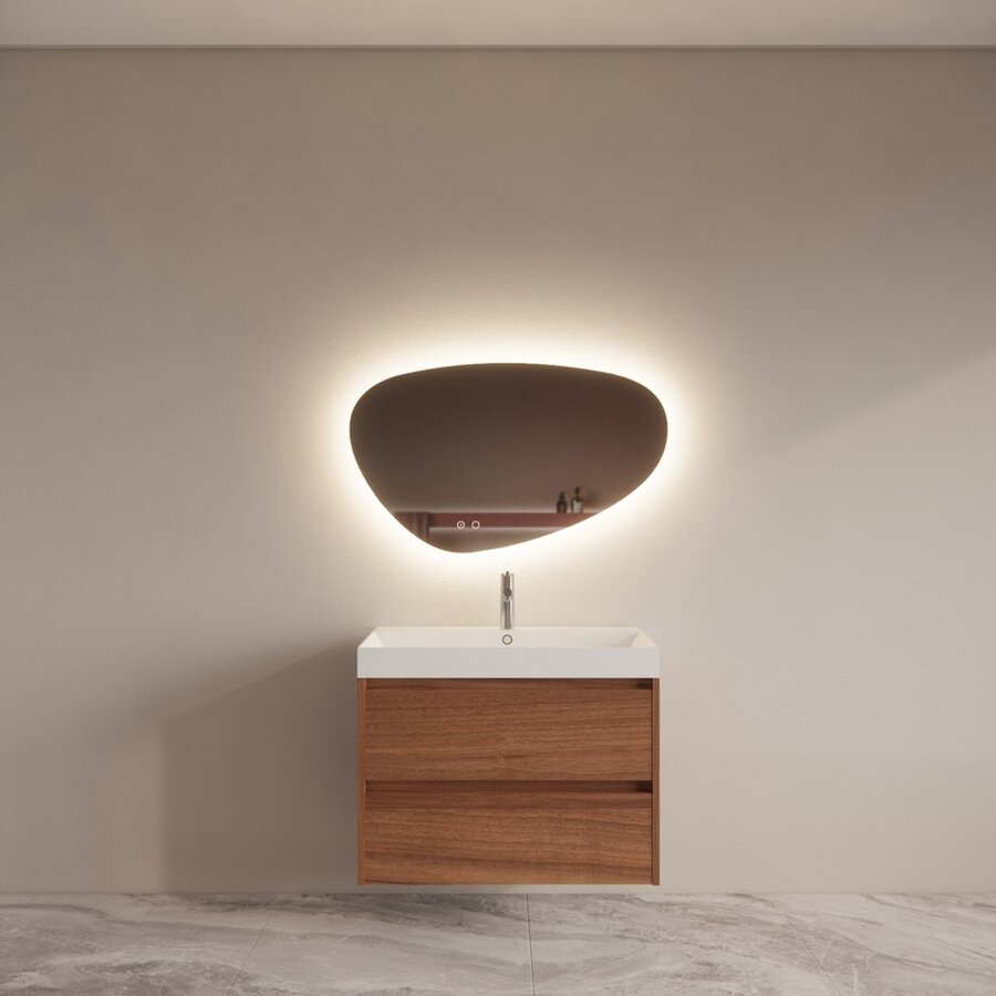 Badmeubelset BWS Riga Met Lako Wastafel Wit 80 cm Walnoot