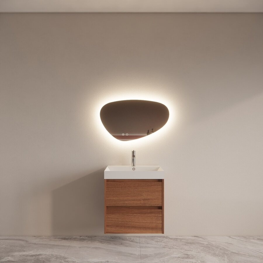 Badmeubelset BWS Riga Met Lako Wastafel Wit 60 cm Walnoot