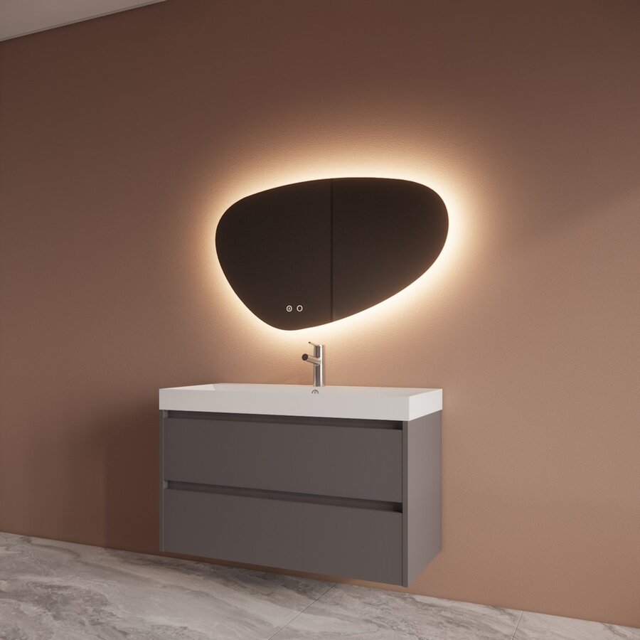 Badmeubelset BWS Riga Met Lako Wastafel Wit 100 cm Leigrijs