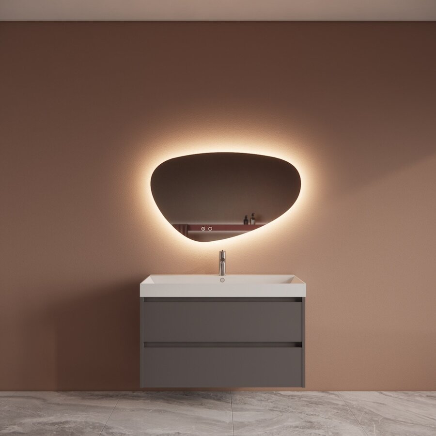 Badmeubelset BWS Riga Met Lako Wastafel Wit 100 cm Leigrijs