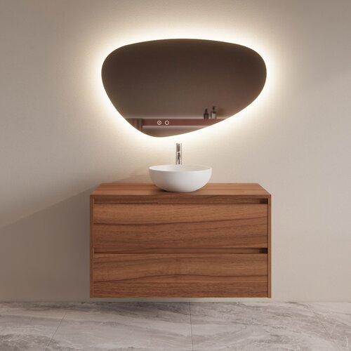 Badmeubelset BWS Riga Met Topplaat 100 cm Walnoot 