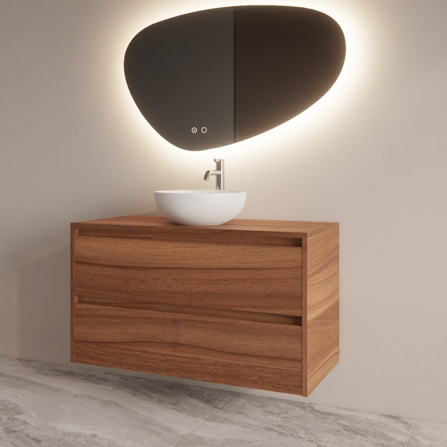 Badmeubelset BWS Riga Met Topplaat 100 cm Walnoot