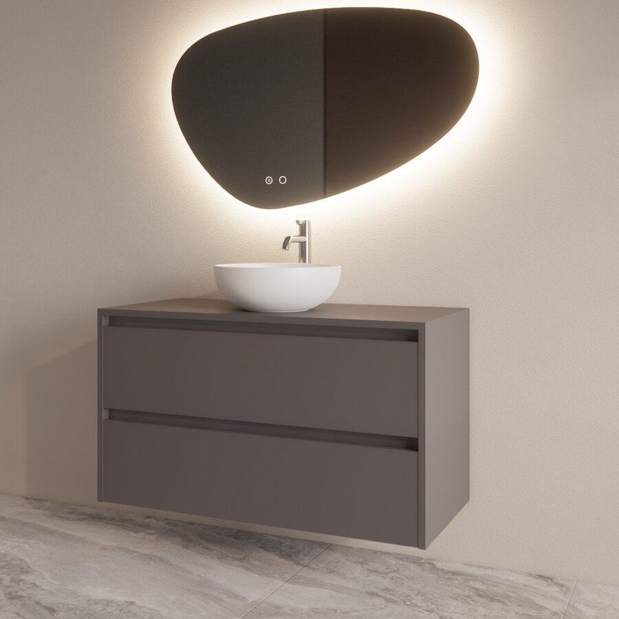 Badmeubelset BWS Riga Met Topplaat 100 cm Leigrijs
