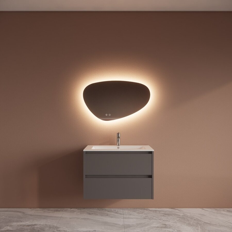 Badmeubelset BWS Riga Met Asia Wastafel Wit 80 cm Leigrijs