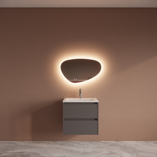 Badmeubelset BWS Riga Met Asia Wastafel Wit 60 cm Leigrijs 