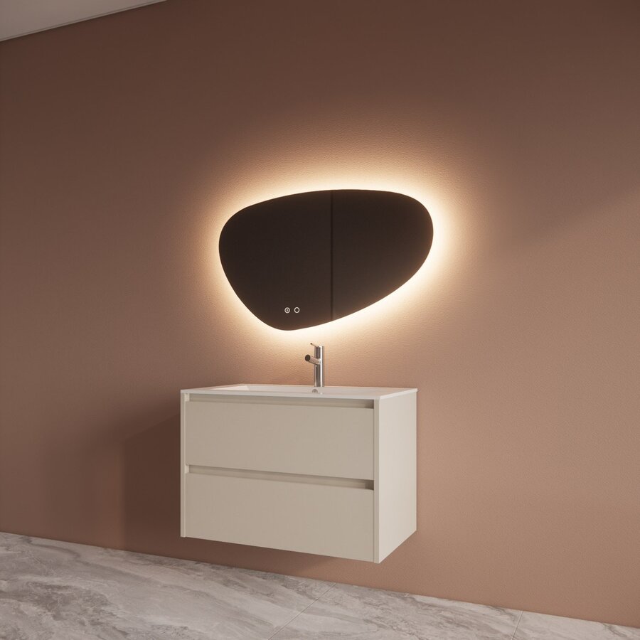 Badmeubelset BWS Riga Met Asia Wastafel Wit 80 cm Kasjmier