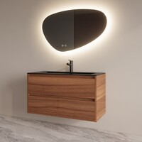 Badmeubelset BWS Riga Met Asia Wastafel Mat Zwart 100 cm Walnoot