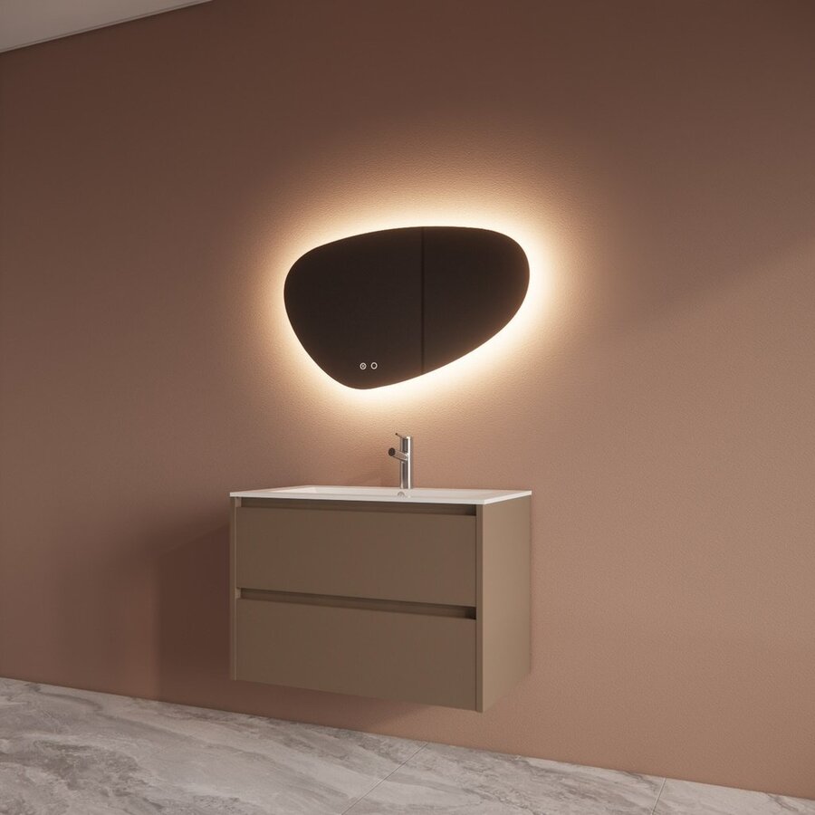 Badmeubelset BWS Riga Met Asia Wastafel Wit 80 cm Latte