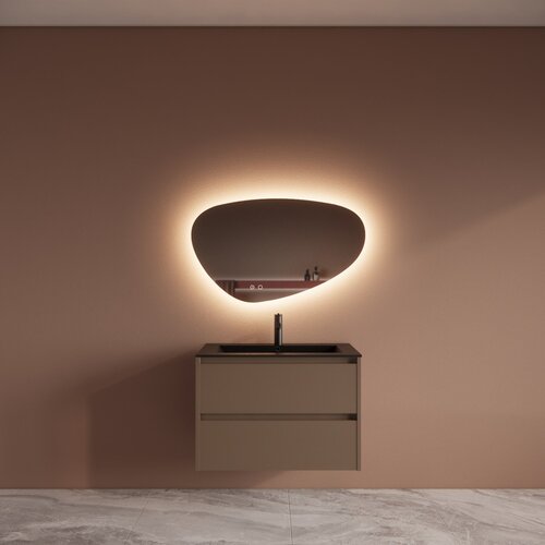 Badmeubelset BWS Riga Met Asia Wastafel Mat Zwart 80 cm Latte 