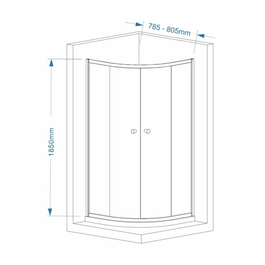 AKTIE Douchecabine BWS Kwartrond 2 Schuifdeuren 80x80 cm 4 mm