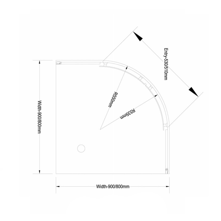 AKTIE Douchecabine BWS Kwartrond 2 Schuifdeuren 80x80 cm 4 mm