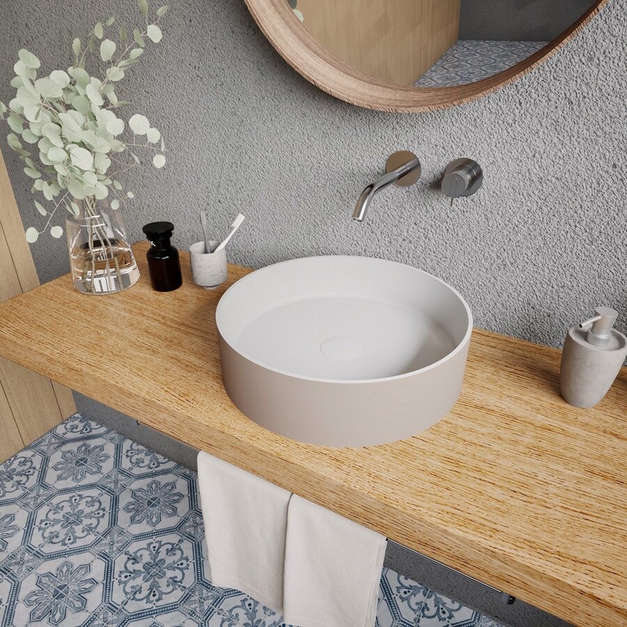 Opbouwwastafel Ideavit Solidthin 40x40x12.5 cm Solid Surface Grijs Beige