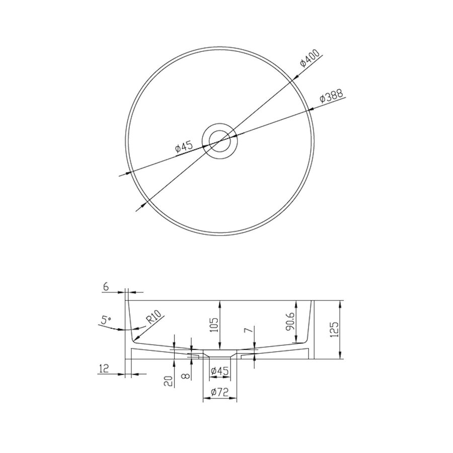 Opbouwwastafel Ideavit Solidthin 40x40x12.5 cm Solid Surface Mat Pebble Grey