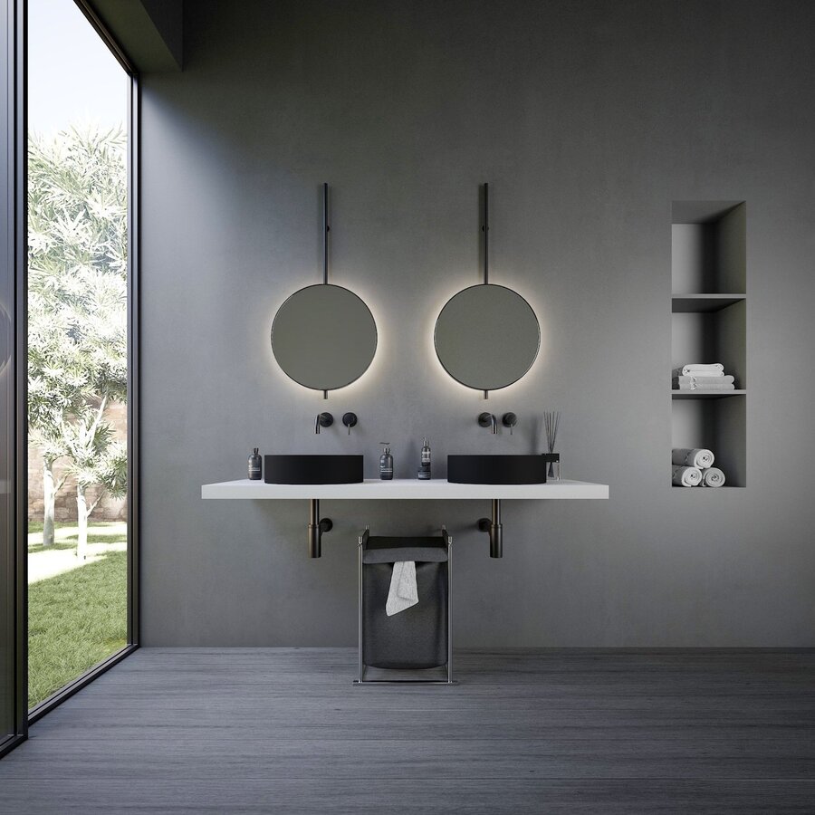 Opbouwwastafel Ideavit Solidthin 40x40x12.5 cm Solid Surface Mat Zwart