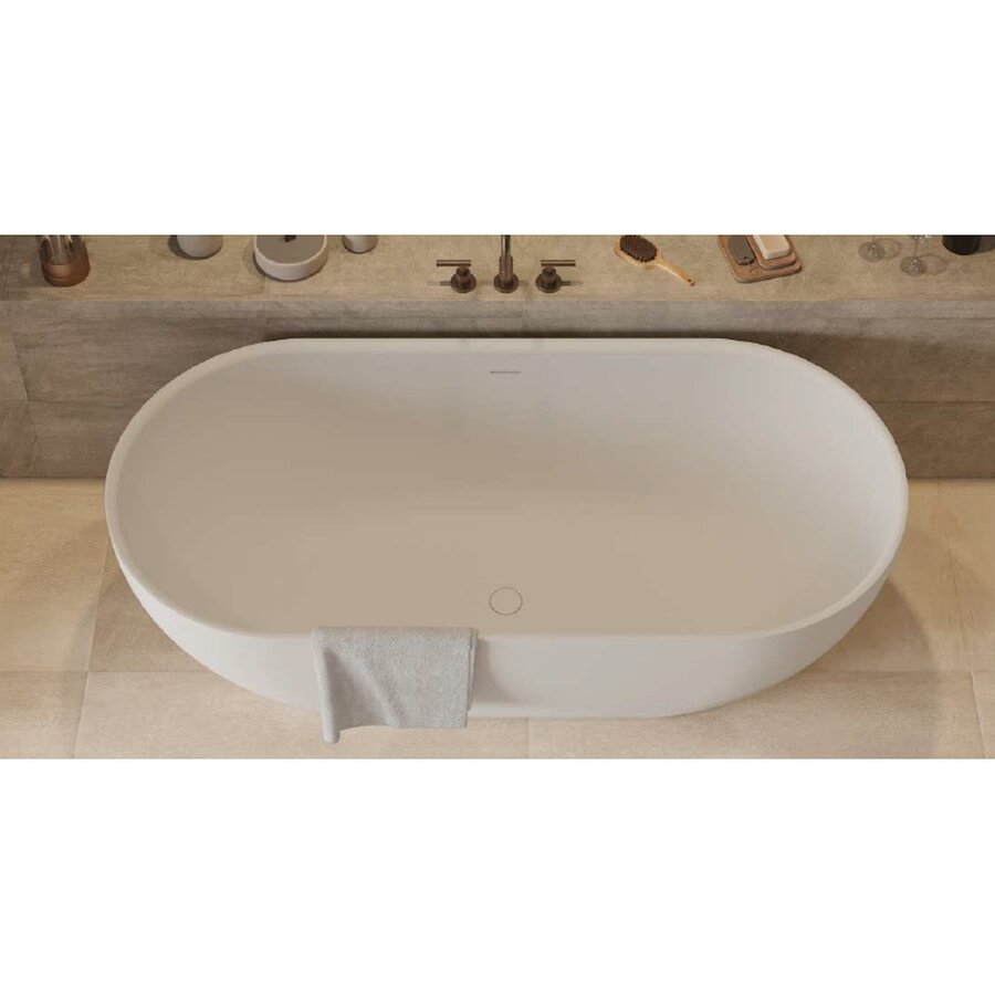 Ligbad Vrijstaand Ideavit Solidera 170x80x55 cm Solid Surface Mat Wit