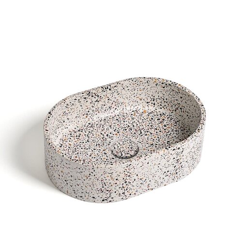 Waskom Ideavit Idea.Rock-E5 40x28x12 cm Ovaal Beton Terrazzo Wit 