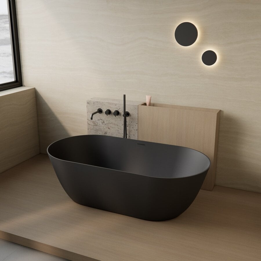 Vrijstaand Ligbad Salenzi Flow 165x83x50 cm Mat Zwart