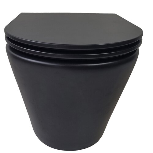 Rimless Wandcloset BWS Astev Flush Mat Zwart Met Flatline Toiletzitting Softclose En Quick Release Mat Zwart 