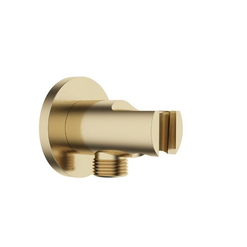 Wandaansluitbocht BWS Mark Met Handdouchehouder Rond 1/2" Geborsteld Messing 