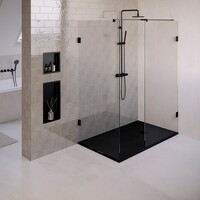 Douchebak Sanitop Just Creating Relievo Crag 90x160 cm Mat Zwart