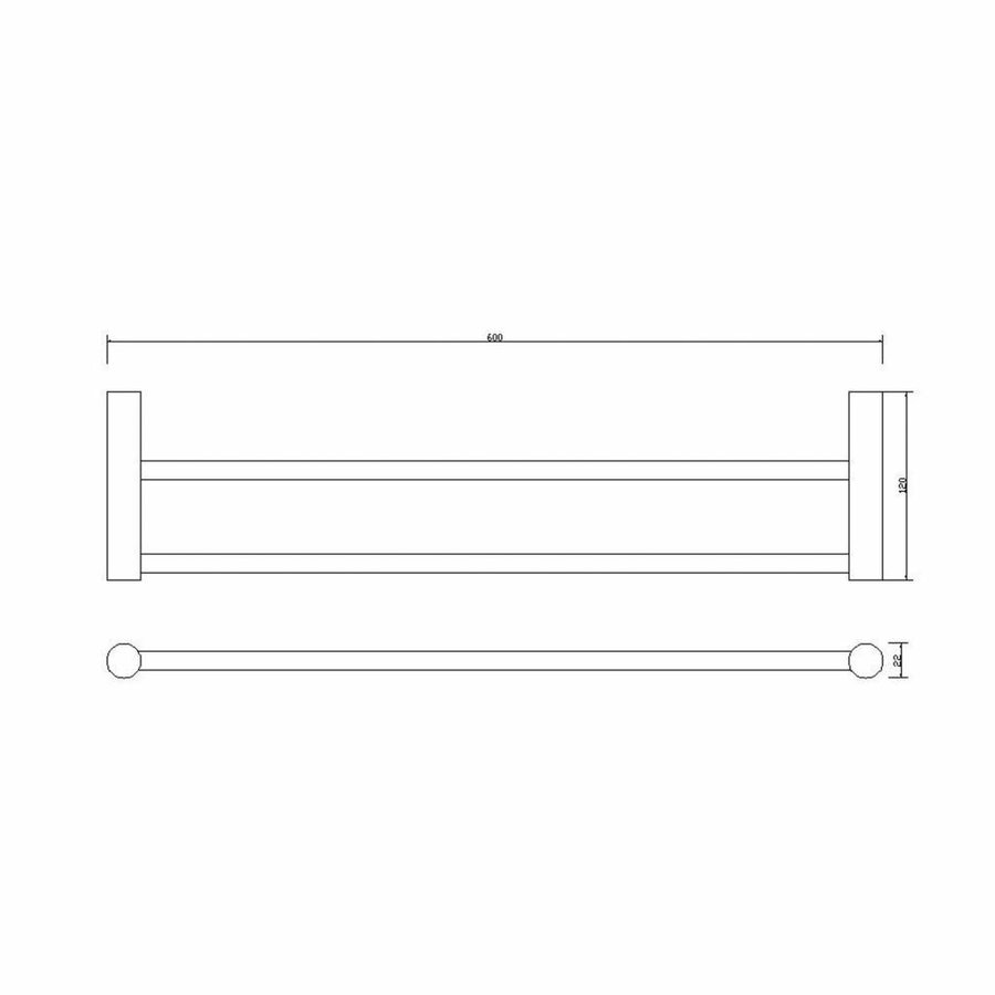 AQS Handdoekrek Mia Dubbel 60cm Mat Zwart