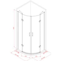 Douchecabine Sanilux Rinna kwartrond met 2 deuren 100x100cm 6mm