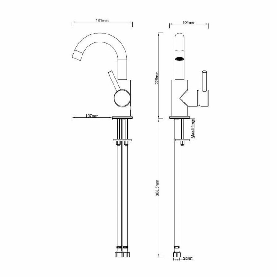 AQS Wastafelmengkraan Cemal Opbouw Draaibare Uitloop Mat Zwart