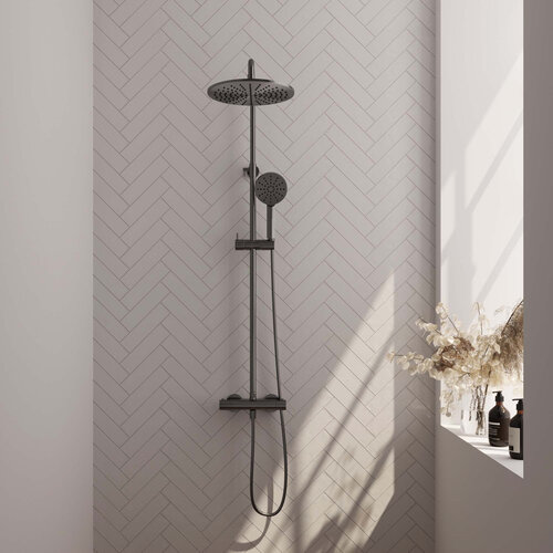 Regendoucheset Opbouw Brauer Gunmetal Edition 30 cm Thermostatisch met Handdouche 3-Standen Geborsteld Gunmetal 