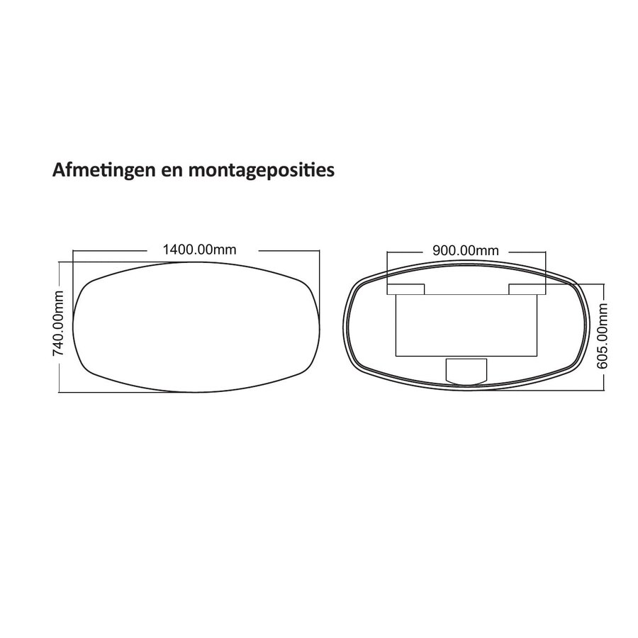 Badkamerspiegel BWS Torea 140x74cm Horizontaal LED