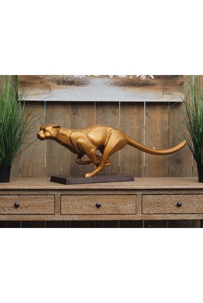 Bronze statue: running jaguar