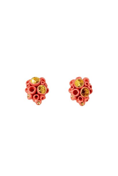 Golden coral reef stud earrings