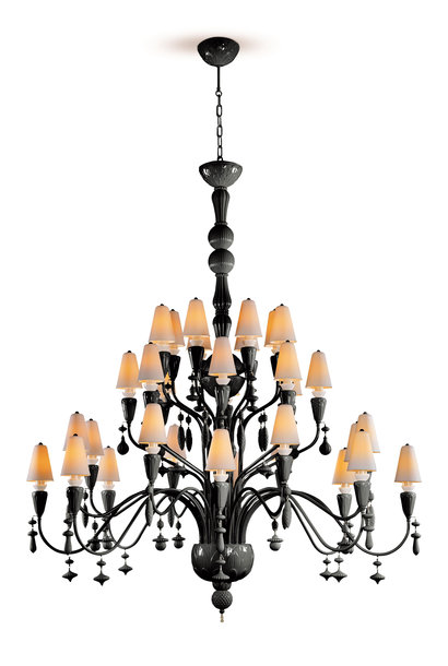 Ivy and Seed 32 Lights Chandelier. Large Model. Absolute Black