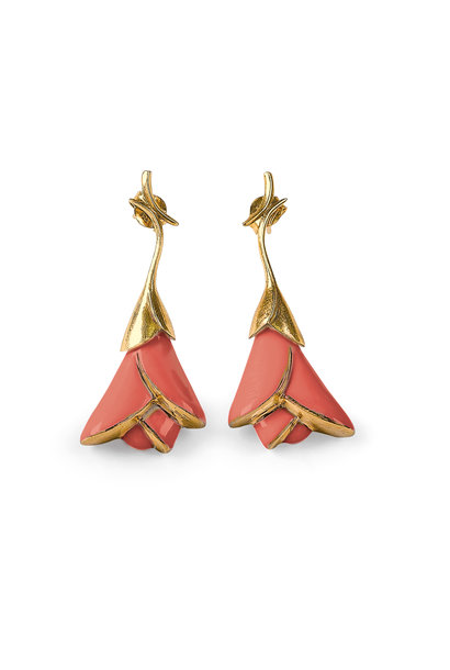 Heliconia short earrings (coral)